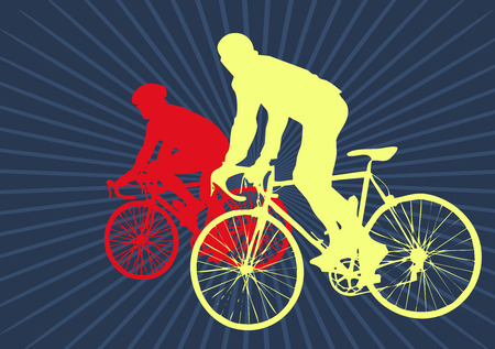 couple bicycle on dark blue backgroundのイラスト素材