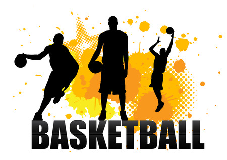 basketball player in act on grunge backgroundのイラスト素材