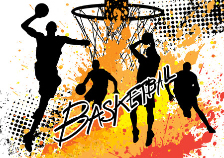 basketball player team on white grunge backgroundのイラスト素材