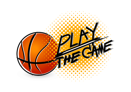 Basketball painting with grunge typo on white backgroundのイラスト素材