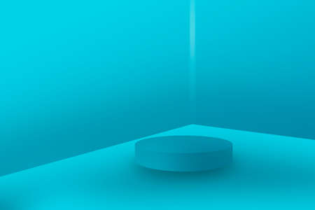 blue 3d podium with blue backgroundの写真素材
