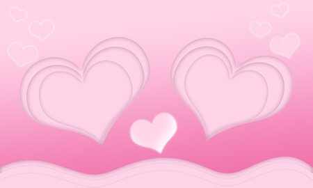 pink two heart on pink gradient background template cardの写真素材