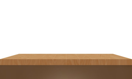 wooden table on white backgroundの写真素材