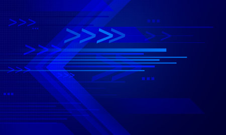 abstract blue lines arrow with gradient blue on technology backgroundの写真素材