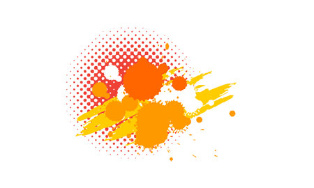 orange yellow and red splash watercolour painting on white backgroundのイラスト素材