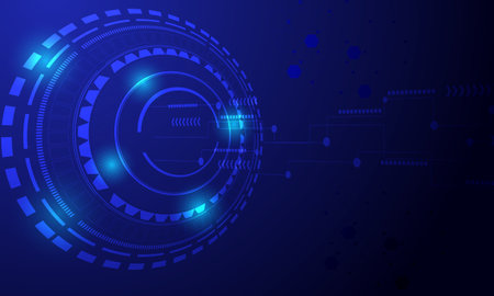 blue technology circle with lines networking connection abstract backgroundのイラスト素材