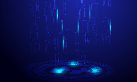 blue circles lines connecting networking technology abstract backgroundのイラスト素材