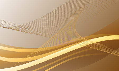 gold color lines wave curve abstact technology backgroundのイラスト素材