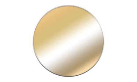 gold color luxury blank circle round graphic element with silver stroke on white backgroundの写真素材