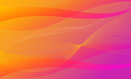 orange pink gradient color with wave curve lines abstract backgroundのイラスト素材