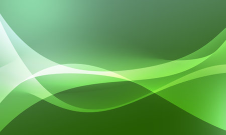 abstract green curve wave lines with soft gradient backgroundの写真素材