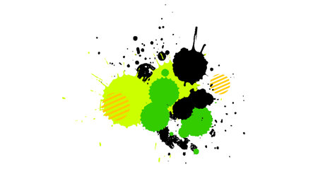 yellow green orange brush splatter water color grunge graphic style isolated on white backgroundのイラスト素材