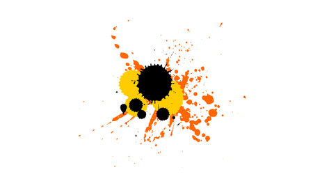 orange yellow brush splatter water color grunge graphic style isolated on white backgroundのイラスト素材