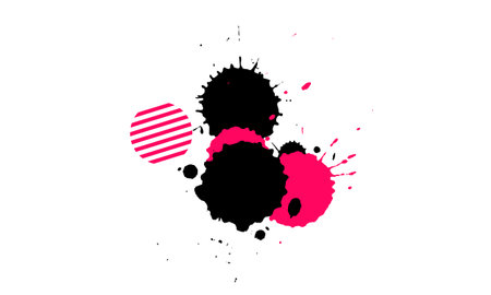 pink black brush watercolor splatter painting in grunge style graphic element on white backgroundのイラスト素材