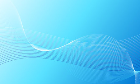 blue lines curve wave on soft gradient abstract backgroundのイラスト素材