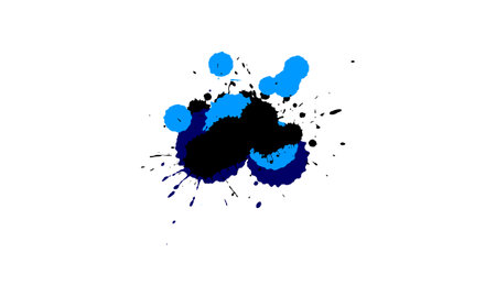 blue black color drop painting splatter watercolor in grunge graphic style on white backgroundのイラスト素材