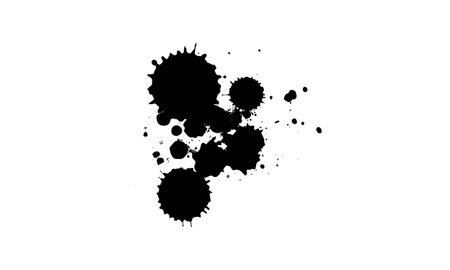black drop splatter splash painting brush in grunge graphic style on white backgroundのイラスト素材