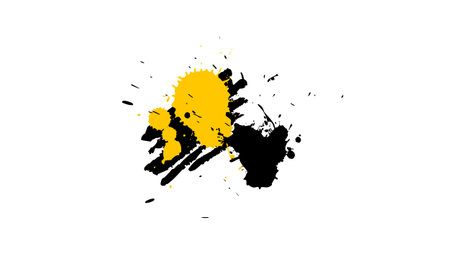 yellow black drop ink splatter watercolor brush in grunge graphic elementのイラスト素材