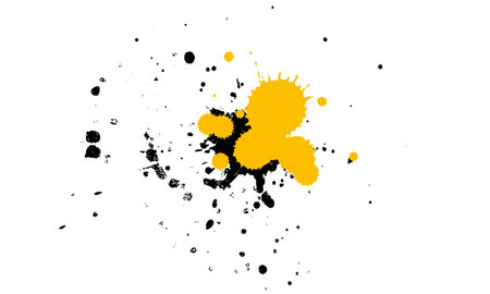 yellow black drop ink splatter watercolor splash grunge graphic elementのイラスト素材