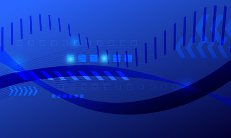 abstract blue dark curves wave lines technology backgroundのイラスト素材
