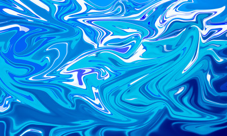 blue liquid oil painting water color splash artistic abstract backgroundの写真素材