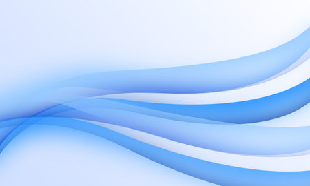 blue lines wave curves soft gradient with white color abstract backgroundの写真素材
