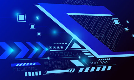 blue circuit technology connection lines hi tech abstract backgroundのイラスト素材