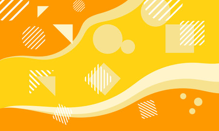 yellow orange wave curves with variety shape funny abstract backgroundのイラスト素材