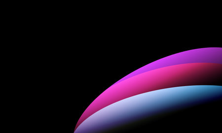 violet pink blue multicolor round curves graphic on black abstract backgroundのイラスト素材