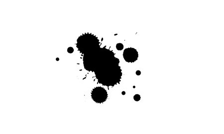 black ink dropped splatter splash painting grunge graphic on white backgroundのイラスト素材