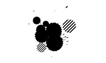black dropped ink splatter splash painting grunge graphic on white backgroundのイラスト素材