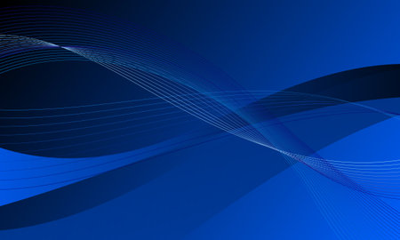 blue lines wave curves smooth gradient abstract backgroundのイラスト素材