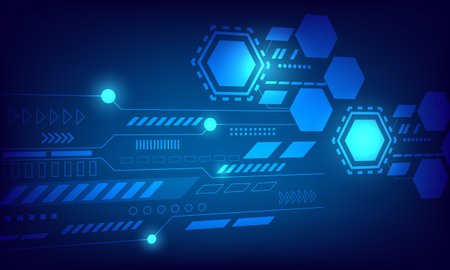 blue circuit lines networking hi tech technology abstract backgroundのイラスト素材