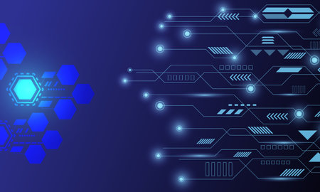 blue hi tech lines circuit networking technology abstract backgroundのイラスト素材
