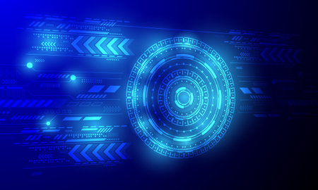 blue circles circuit networking high tech technology abstract backgroundのイラスト素材