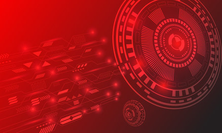 red circle circuit networking high tech technology abstract backgroundのイラスト素材