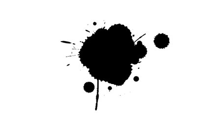 black dropped ink splash splatter painting on white background grunge style graphic elementのイラスト素材