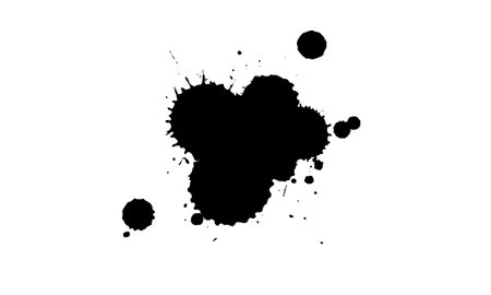 black ink dropped painting splash splatter grunge style graphic element on white backgroundのイラスト素材