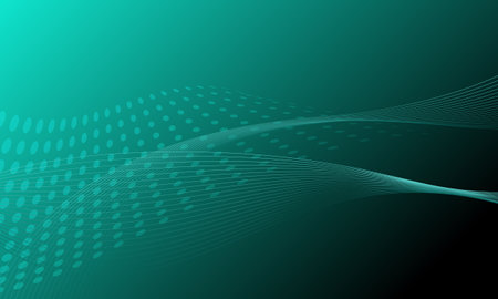green lines wave curves and dot lines halftone graphic technology networking connection abstract backgroundのイラスト素材