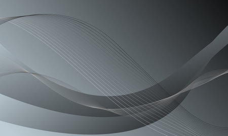 gray black gradient with business lines wave curves technology abstract backgroundのイラスト素材