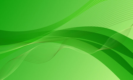 green smooth lines wave curves with gradient abstract backgroundのイラスト素材