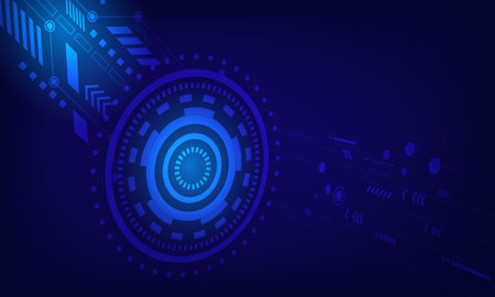 blue circles circuit with lines electronic connecting network abstract technology backgroundのイラスト素材