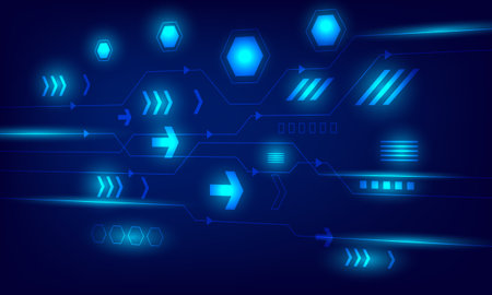 blue arrow lines circuit high technology networking abstract technology backgroundのイラスト素材