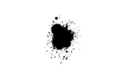 black dot ink brush painting splash splatter on white background in grunge style element graphicのイラスト素材