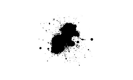 black dot ink painting splatter splash on white background in grunge graphic style vectorのイラスト素材