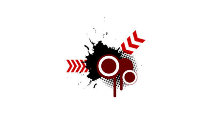 red circles shape with black splatter splash and halftone on white backgroundのイラスト素材