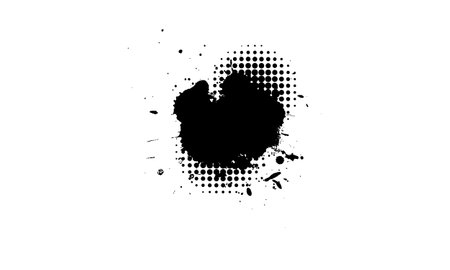 black ink dropped painting splatter splash in grunge dirty graphic element on white backgroundのイラスト素材