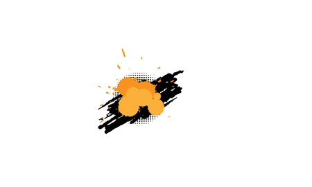 orange yellow dropped painting splatter splash with black brushed lines in grunge graphic style on white backgroundのイラスト素材