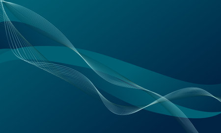 green smooth lines wave curves with soft gradient abstract backgroundのイラスト素材