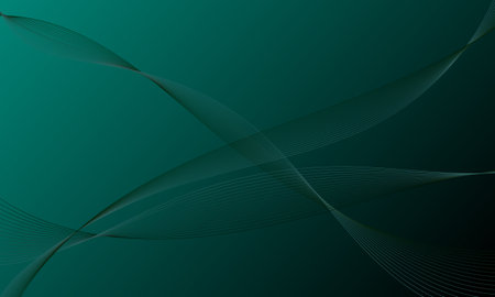 green smooth lines wave curves on gradient abstract backgroundのイラスト素材